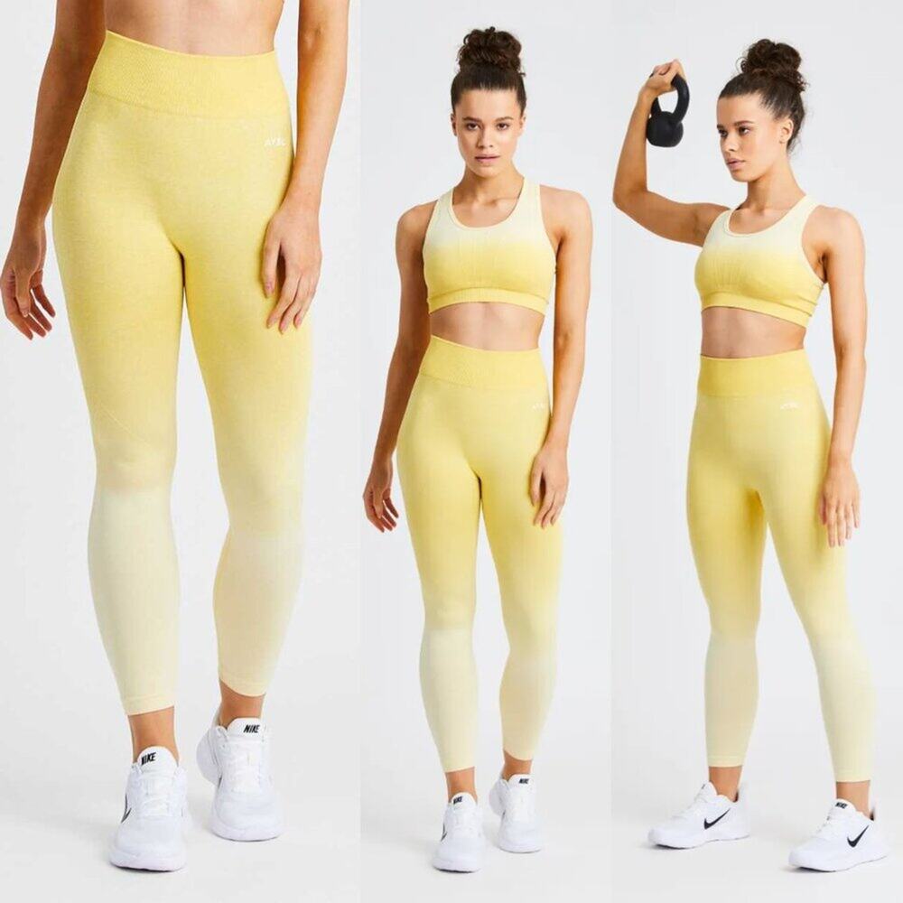 AYBL Seamless Pulse Ombre Leggings in Yellow Size Small